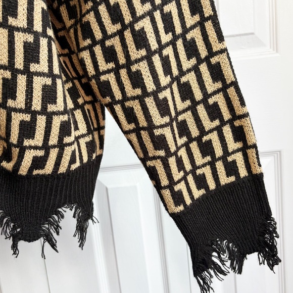 NWT Trendy Threads Tan & Black Distressed Grunge Knit Sweater 3X - Picture 8 of 16